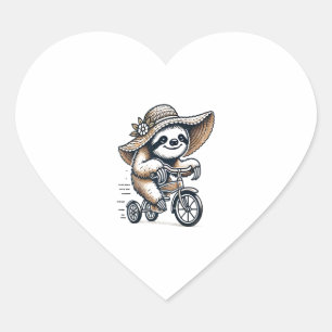 Sloth Riding Bike Heart Sticker