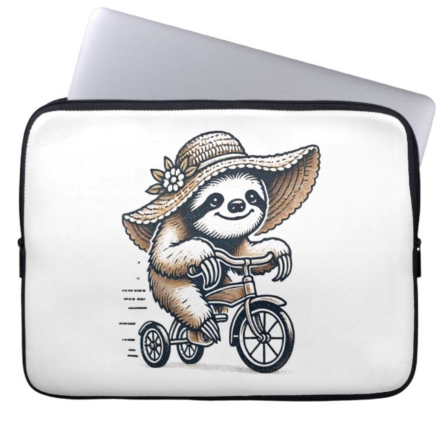 Sloth Riding Bike Laptop Sleeve (Front)
