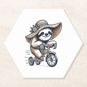 Sloth Riding Bike Paper Coaster