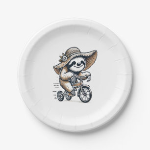Sloth Riding Bike Paper Plate