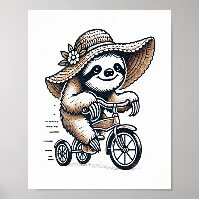 Sloth Riding Bike Poster (Front)
