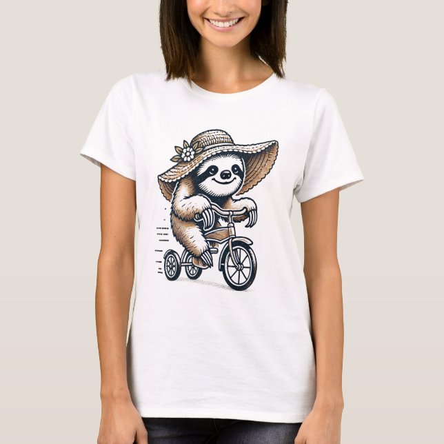 Sloth Riding Bike T-Shirt (Front)