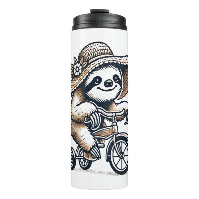 Sloth Riding Bike Thermal Tumbler (Front)