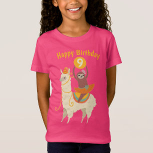 Sloth Riding Llama Birthday Custom T-Shirt