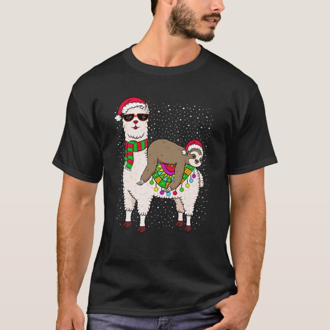 Sloth Riding Llama Christmas Sweater Cute Sloth Xm (Front)
