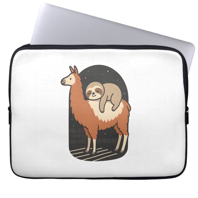 Sloth Riding Llama Laptop Sleeve (Front)