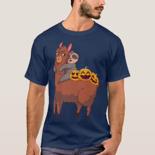 Sloth Riding Llama Lazy Halloween Costume Animals  T-Shirt