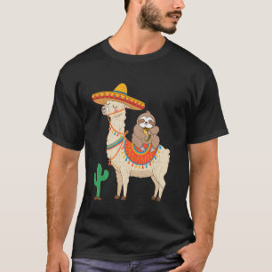 Sloth Riding Llama Mexican Sombero Fiesta Cinco De T-Shirt