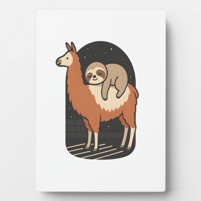 Sloth Riding Llama Plaque (Front)