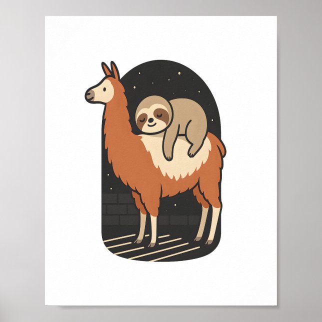 Sloth Riding Llama Poster (Front)