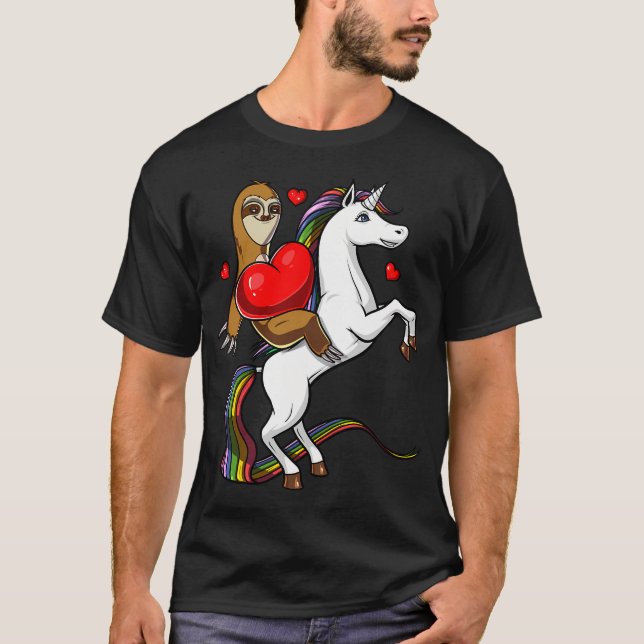 Sloth Riding Magical Unicorn T-Shirt (Front)