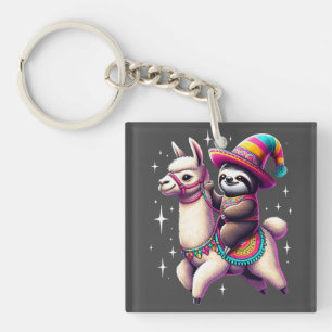 Sloth Riding On Llama Cute Animals Kids Boys Girls Key Ring