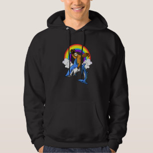Sloth Riding Shark Ocean Animals Magical Rainbow K Hoodie