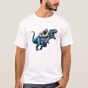 Sloth Riding T-Rex Dinosaur Lover T-Shirt
