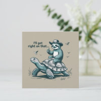 Sloth Riding Turtle Humour I'll Get Right On That