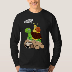 Sloth Riding Turtle Snail Cute Animal Lover Kids M T-Shirt