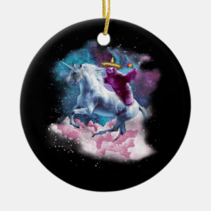 Sloth Riding Unicorn Cinco De Mayo Ceramic Tree Decoration