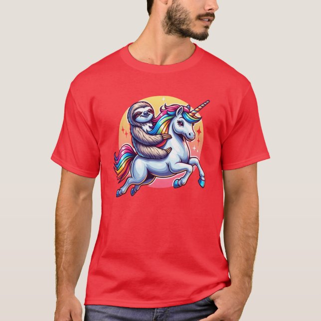 Sloth Riding Unicorn friend T-Shirt (Front)