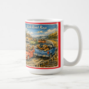 Sloth Road Rage – Rockwell‑Inspired Watercolor Car Coffee Mug