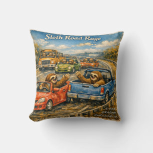 Sloth Road Rage – Rockwell‑Inspired Watercolor Car Cushion