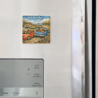 Sloth Road Rage – Rockwell‑Inspired Watercolor Car Magnet