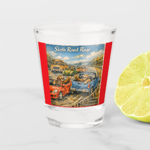 Sloth Road Rage – Rockwell‑Inspired Watercolor Car Shot Glass