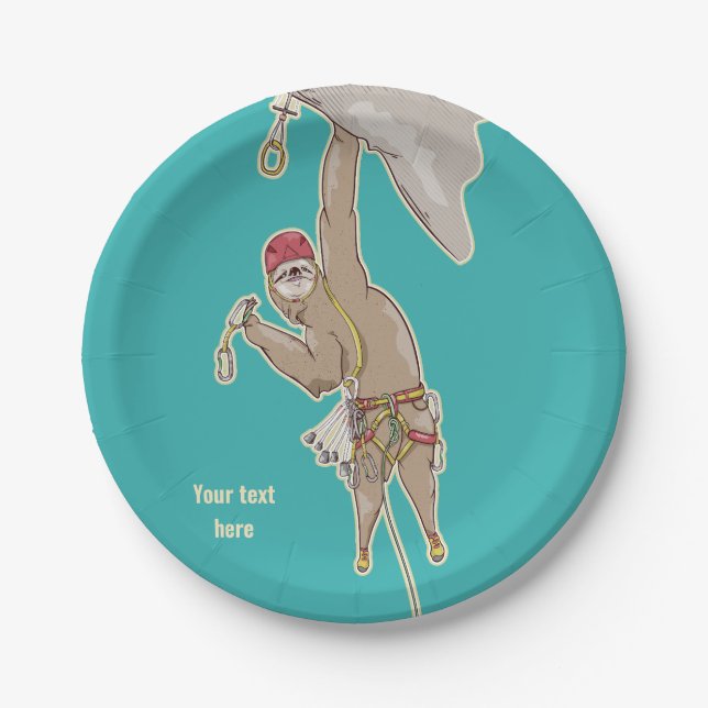Sloth Rock Climber Trad gear Paper Plate (Front)