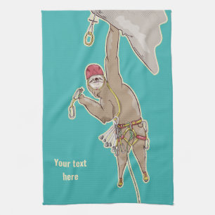 Sloth Rock Climber Trad gear Tea Towel