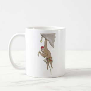 Sloth rock climbing coffee mug