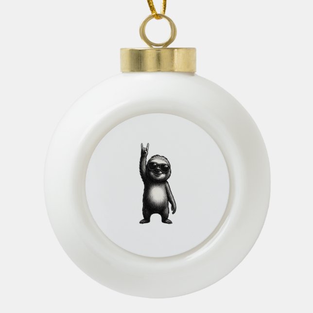 Sloth Rocking Dance Ceramic Ball Christmas Ornament (Front)