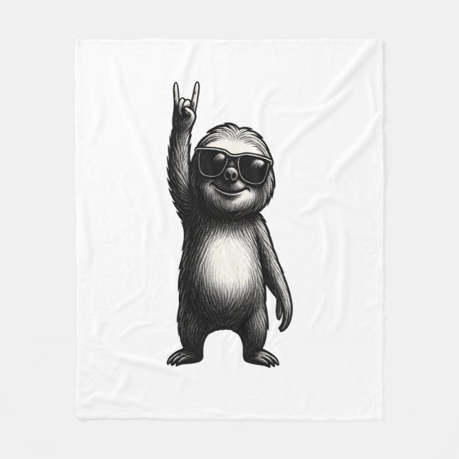 Sloth Rocking Dance Fleece Blanket (Front)