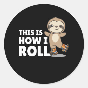Sloth Roller Skates Funny Animals Roller Skate Classic Round Sticker