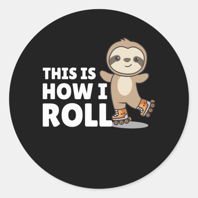 Sloth Roller Skates Funny Animals Roller Skate Classic Round Sticker (Front)