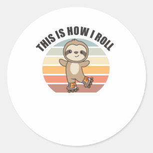 Sloth Roller Skates Funny Animals Roller Skate Classic Round Sticker