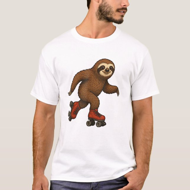 Sloth Roller Skates Skating T-Shirt (Front)