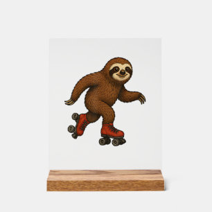 Sloth Roller Skates Skating T-Shirt Acrylic Sign