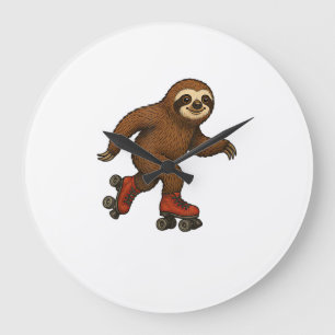 Sloth Roller Skates Skating T-Shirt Large Clock
