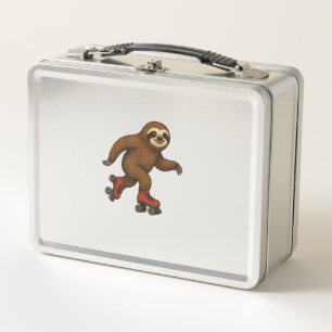 Sloth Roller Skates Skating T-Shirt Metal Lunch Box