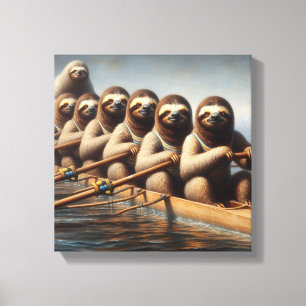 Sloth Rowing Team Canvas Print