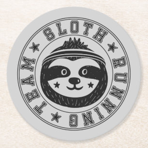 Sloth Running Team Round Paper Coaster