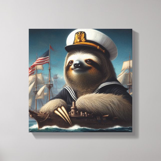 Sloth Sailor Canvas Print (Front)