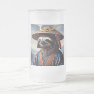 Sloth Samurai Frosted Glass Beer Mug