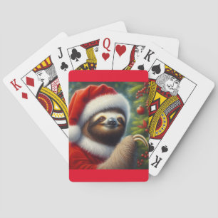 Sloth Santa Claus Playing Cards