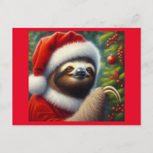 Sloth Santa Claus Postcard