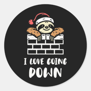 Sloth Santa Funny Christmas Sloth Lover Humour Xma Classic Round Sticker