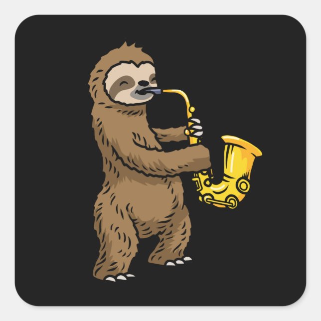 Sloth Saxophone Square Sticker (Front)
