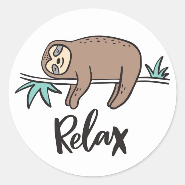 Sloth Says Relax Classic Round Sticker (Front)
