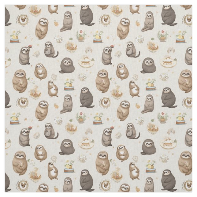Sloth Serenity: Whimsy Sloth Fabric (Swatch)