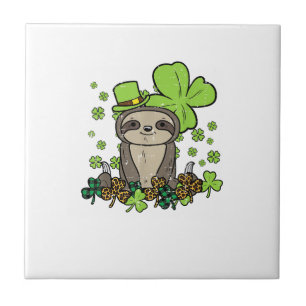 Sloth Shamrock Plaid Leopard St Patricks Day Men W Tile