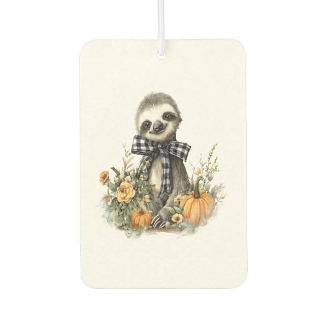 Sloth Shirt Animals Autumn Pumpkin Car Air Freshener (Front)